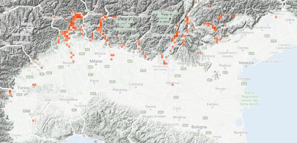 Osservazioni di Mergus merganser effettuate in Italia